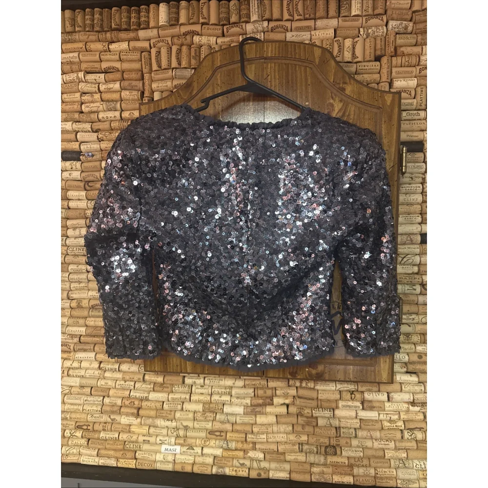 Vintage Y2K BEBE Sequin Silk Shrug Cropped Cardigan Size 00 - Picture 7 of 7